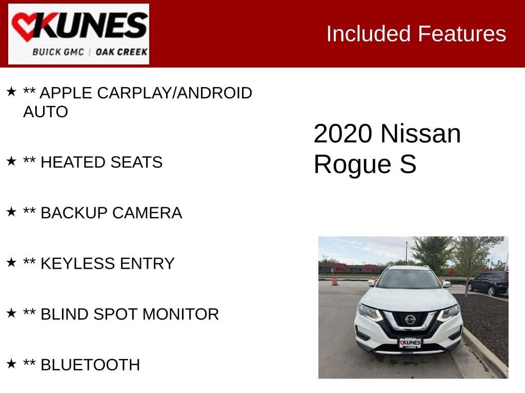 Used 2020 Nissan Rogue S with VIN JN8AT2MV6LW103684 for sale in Oak Creek, WI
