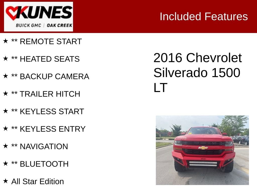 Used 2016 Chevrolet Silverado 1500 LT with VIN 1GCVKRECXGZ183808 for sale in Oak Creek, WI