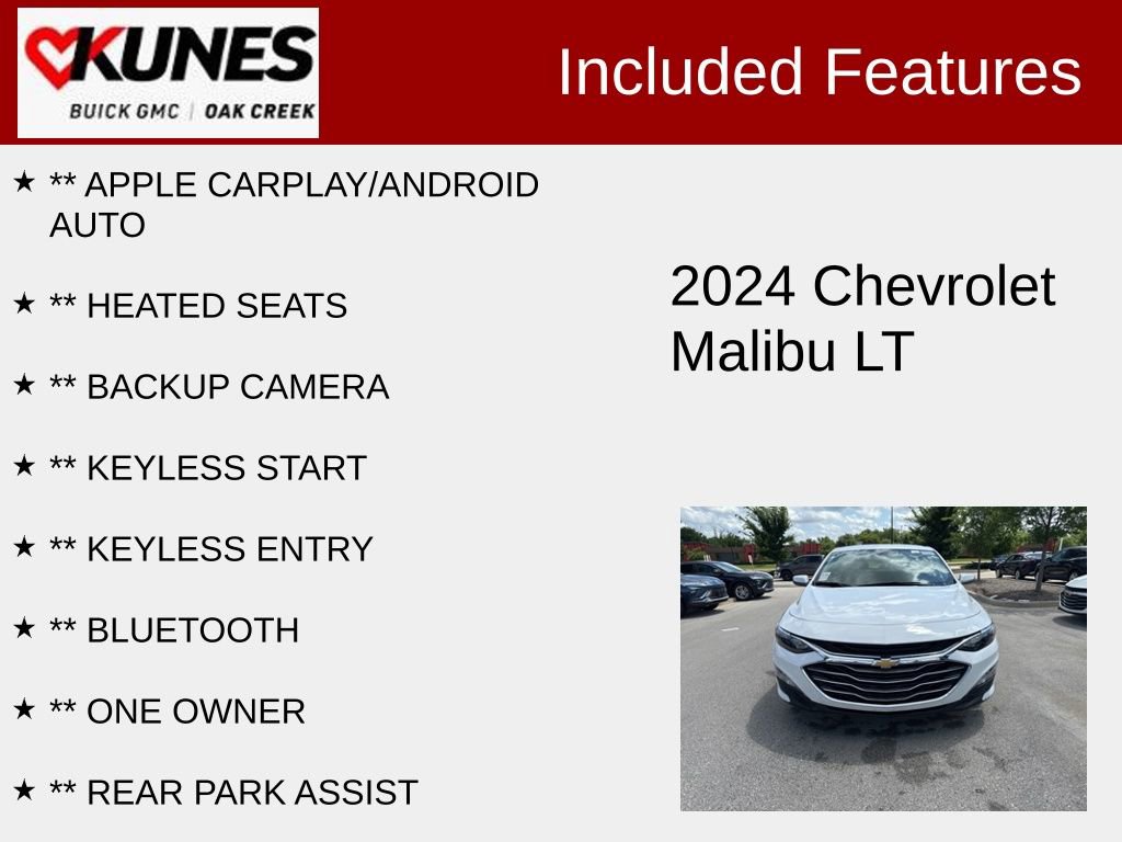 Used 2024 Chevrolet Malibu 1LT with VIN 1G1ZD5ST6RF140668 for sale in Oak Creek, WI