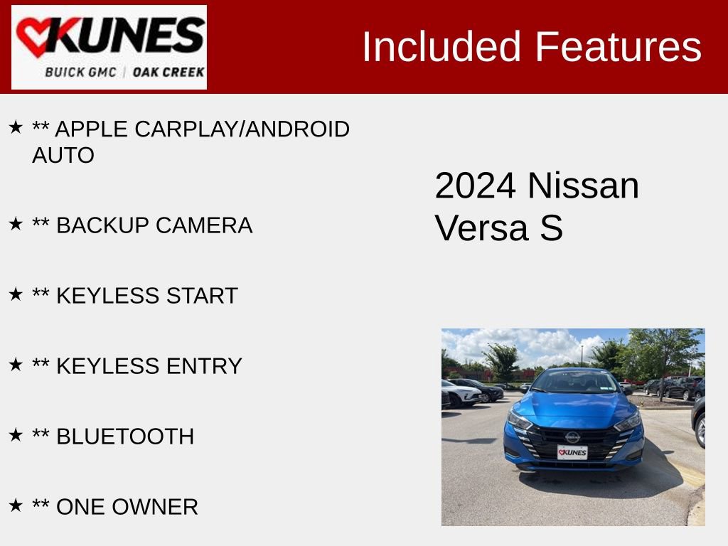 Used 2024 Nissan Versa Sedan S with VIN 3N1CN8DV0RL903805 for sale in Oak Creek, WI