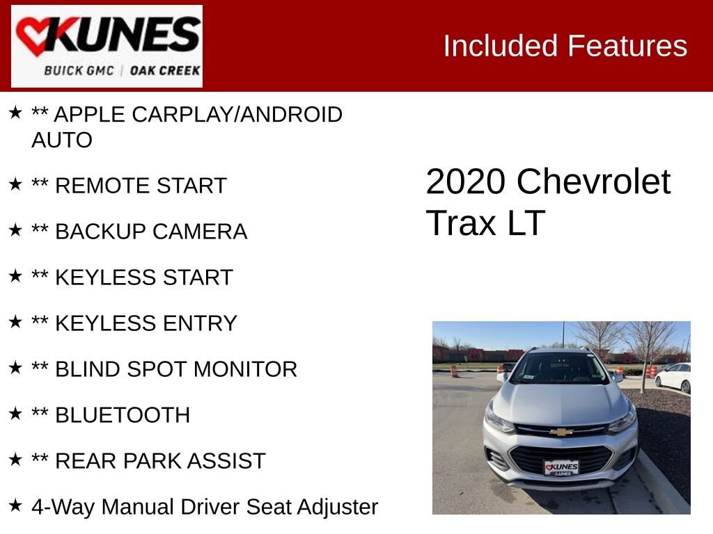 Used 2020 Chevrolet Trax LT with VIN KL7CJLSB3LB311552 for sale in Oak Creek, WI