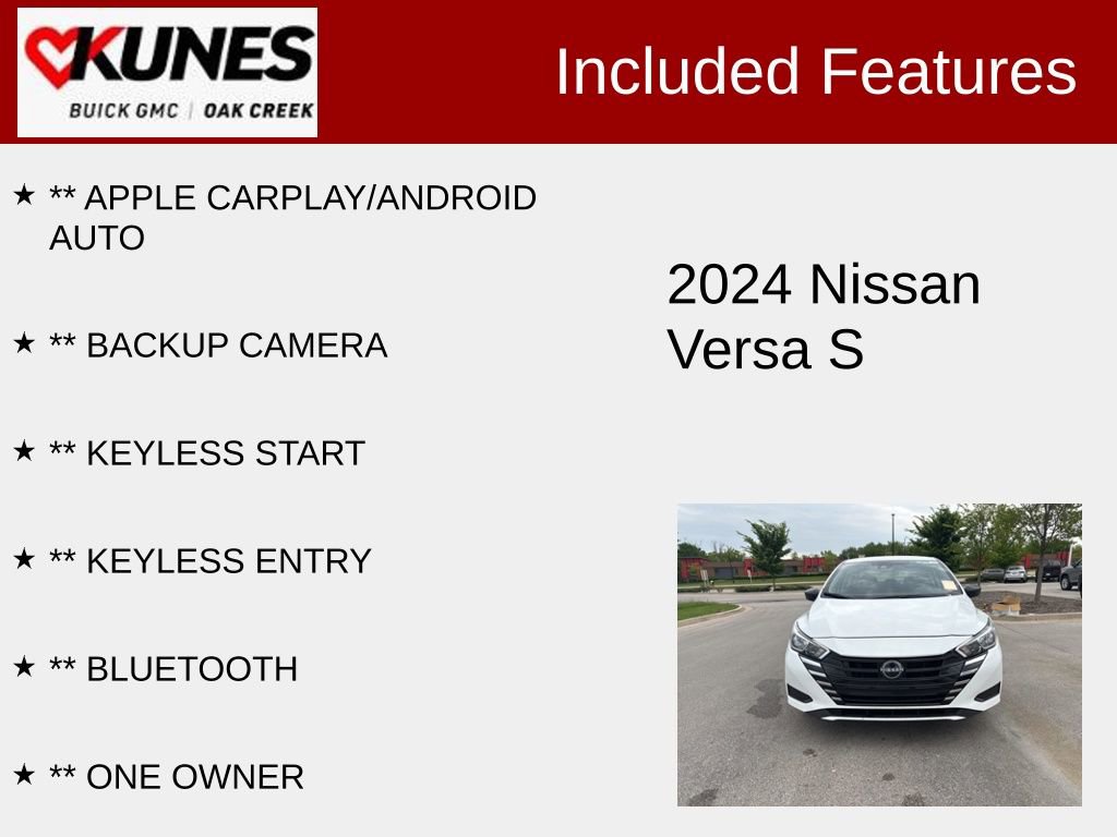 Used 2024 Nissan Versa Sedan S with VIN 3N1CN8DV4RL860084 for sale in Oak Creek, WI