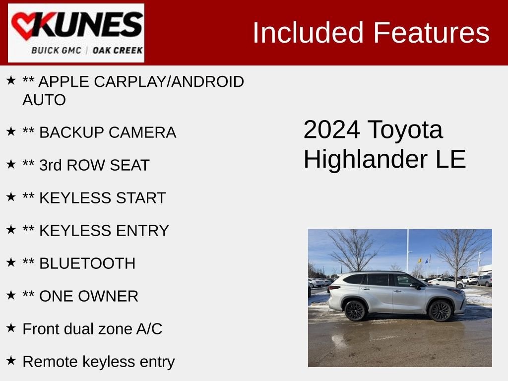 Used 2024 Toyota Highlander LE SUV
