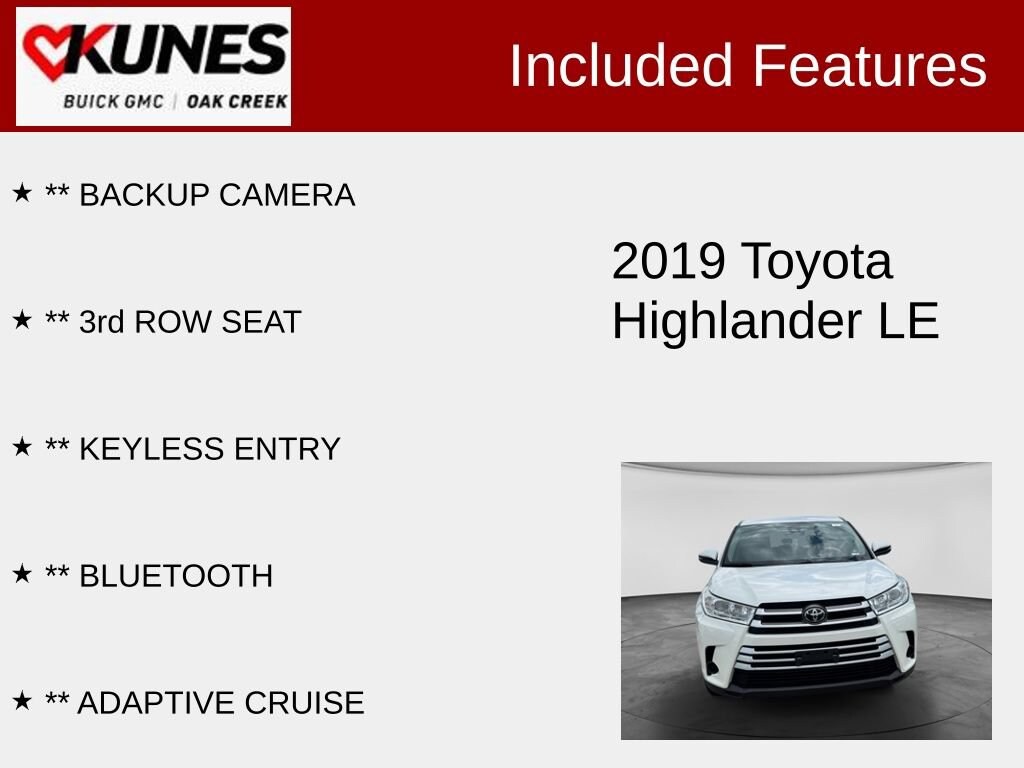 Used 2019 Toyota Highlander LE V6 SUV