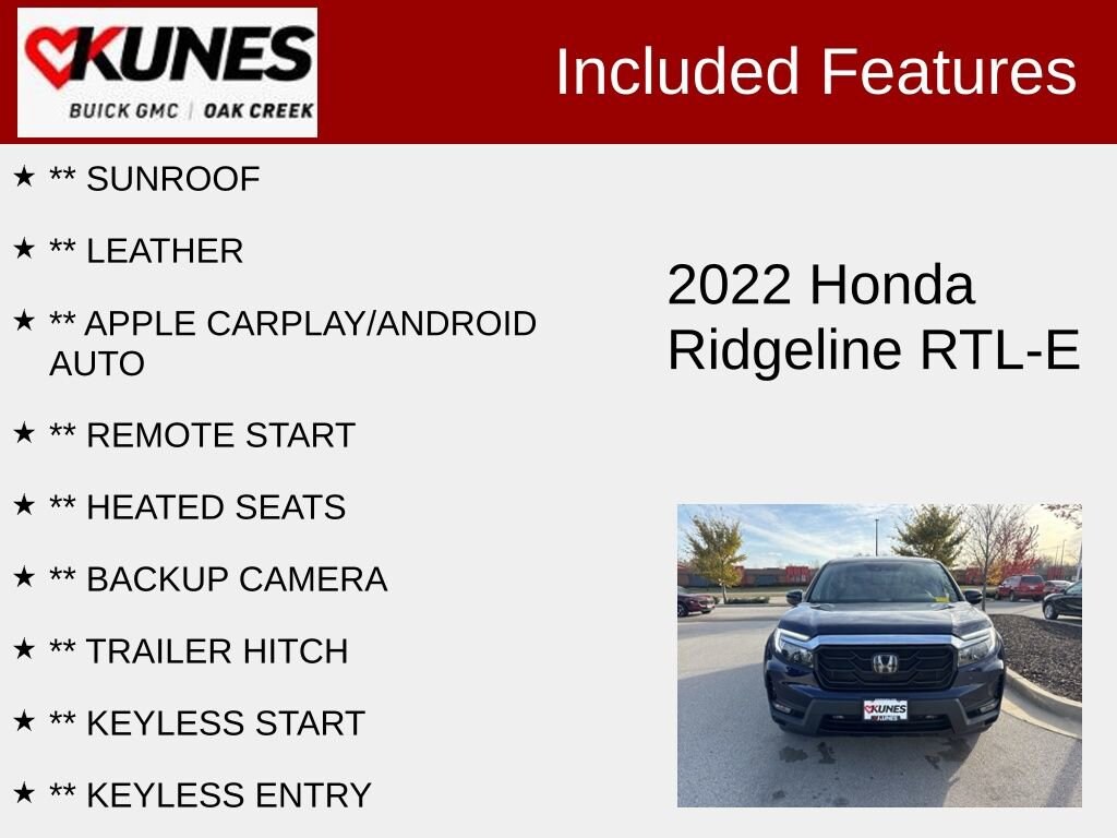 Used 2022 Honda Ridgeline RTL-E Truck Crew Cab