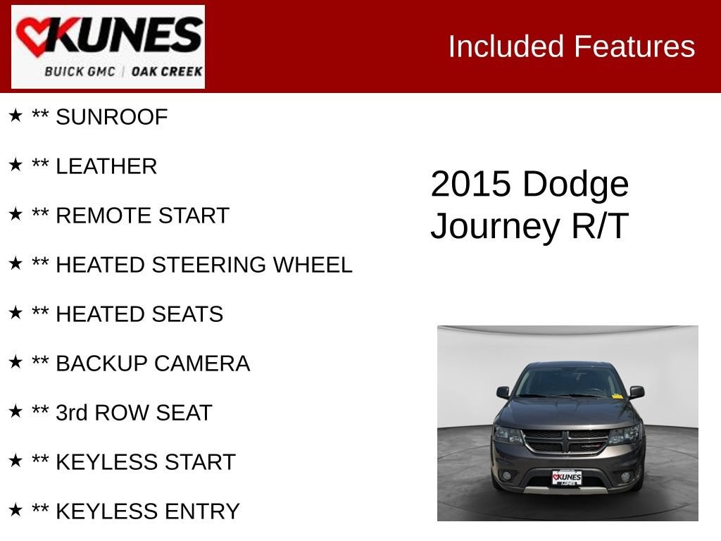Used 2015 Dodge Journey R/T with VIN 3C4PDCEG6FT577816 for sale in Oak Creek, WI