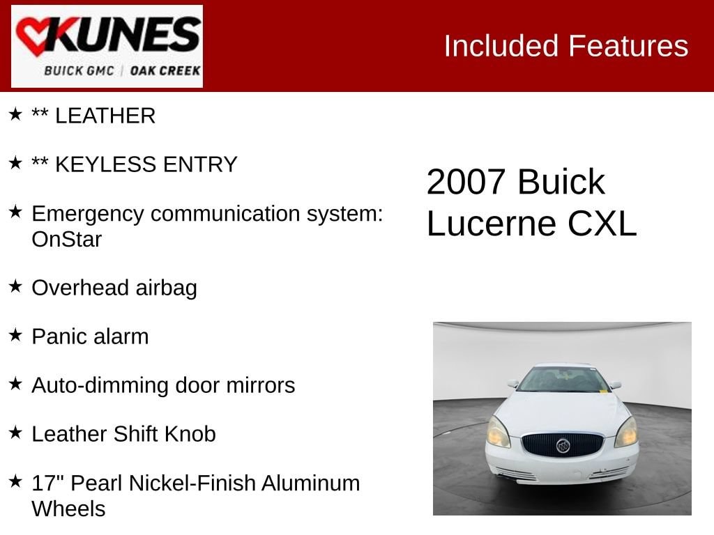 Used 2007 Buick Lucerne CXL with VIN 1G4HD57257U189755 for sale in Oak Creek, WI