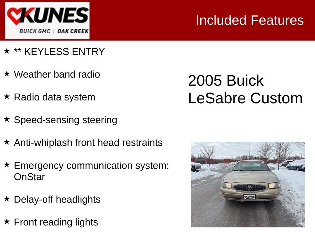 Used 2005 Buick LeSabre Custom with VIN 1G4HP52K15U133744 for sale in Oak Creek, WI