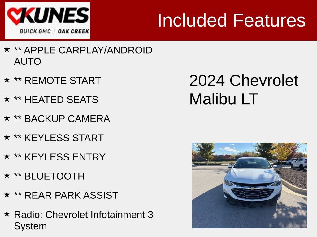 Used 2024 Chevrolet Malibu 1LT with VIN 1G1ZD5ST2RF126637 for sale in Oak Creek, WI