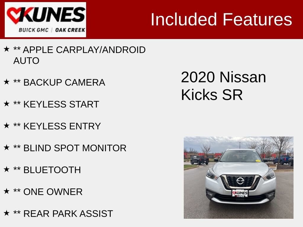 Used 2020 Nissan Kicks SR with VIN 3N1CP5DV0LL527347 for sale in Oak Creek, WI