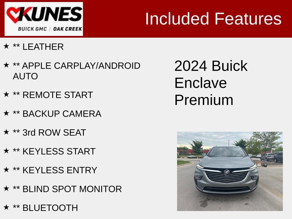 Used 2024 Buick Enclave Premium with VIN 5GAEVBKW1RJ116434 for sale in Oak Creek, WI