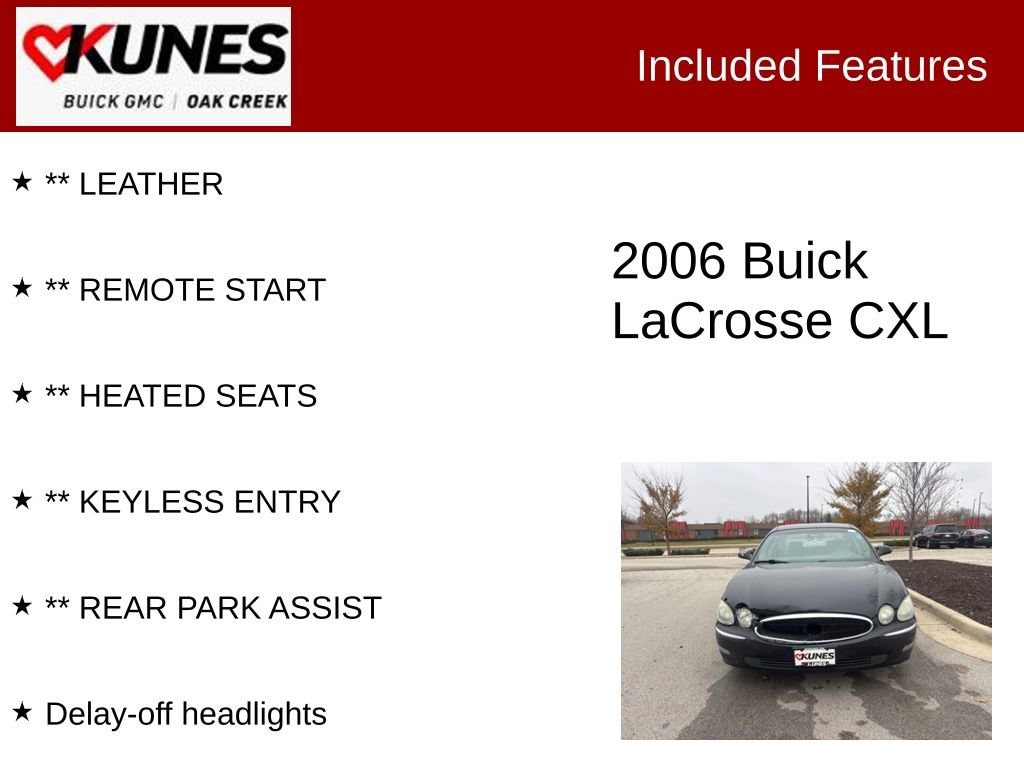 Used 2006 Buick LaCrosse CXL with VIN 2G4WD582661275642 for sale in Oak Creek, WI