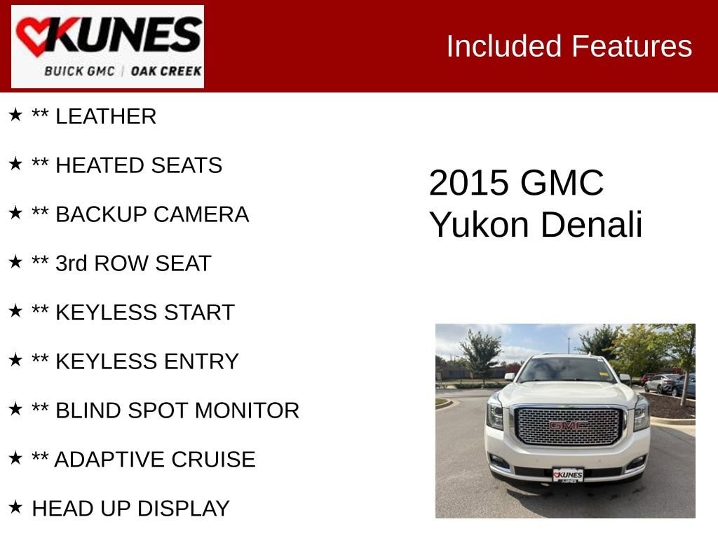 Used 2015 GMC Yukon Denali with VIN 1GKS2CKJ3FR557908 for sale in Oak Creek, WI