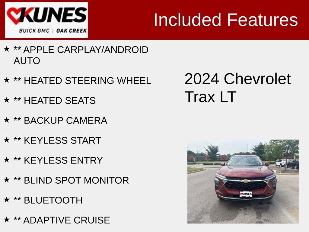 Used 2024 Chevrolet Trax LT with VIN KL77LHE22RC216844 for sale in Oak Creek, WI