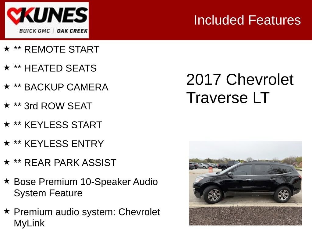 Used 2017 Chevrolet Traverse LT w/2LT SUV