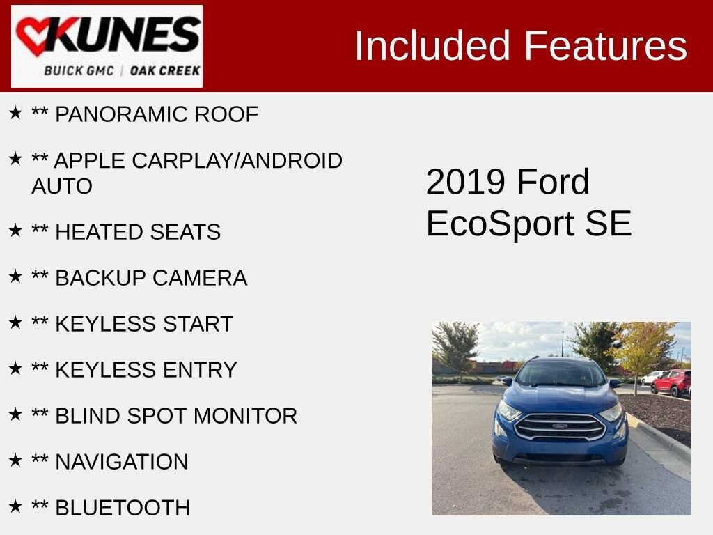 Used 2019 Ford EcoSport SE SUV