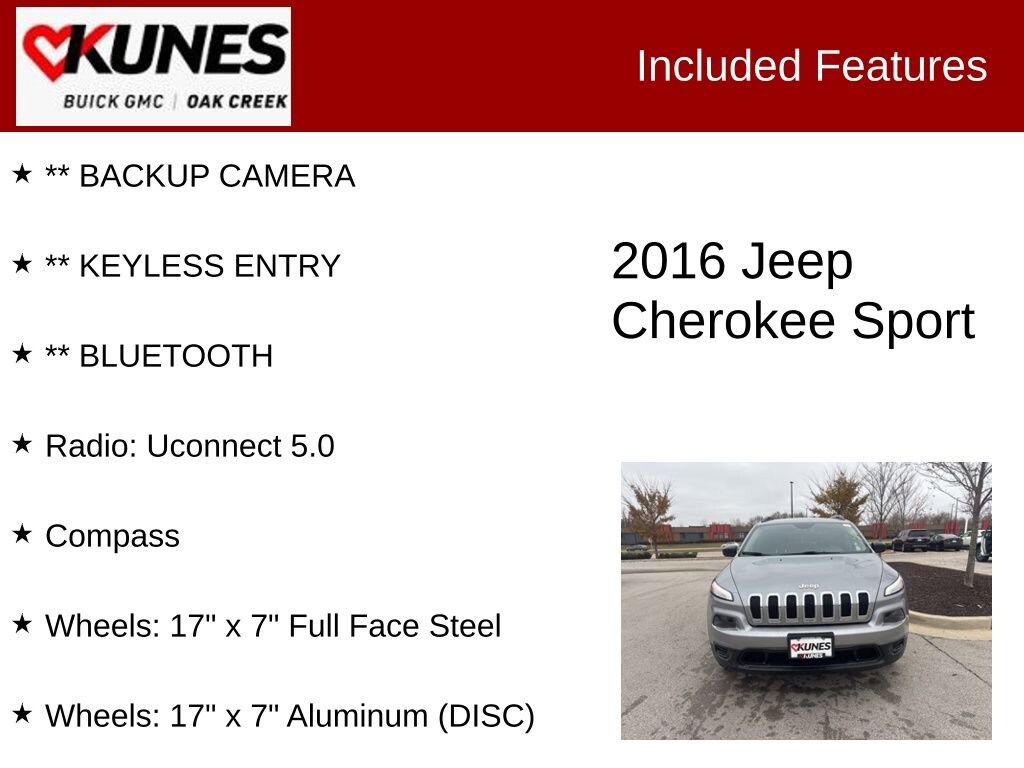 Used 2016 Jeep Cherokee Sport SUV