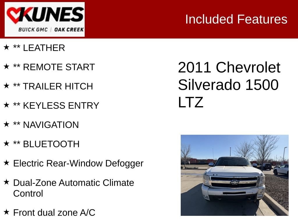 Used 2011 Chevrolet Silverado 1500 LTZ with VIN 3GCPKTE39BG157540 for sale in Oak Creek, WI