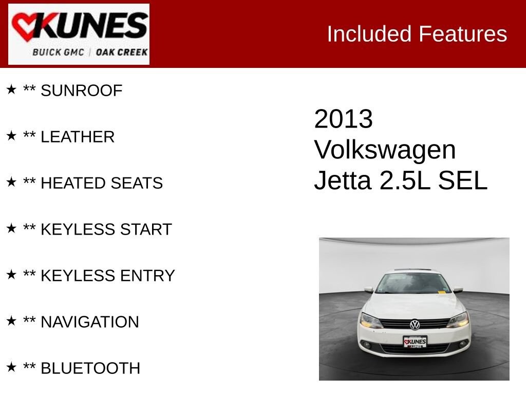 Used 2013 Volkswagen Jetta 2.5L SEL w/PZEV Sedan