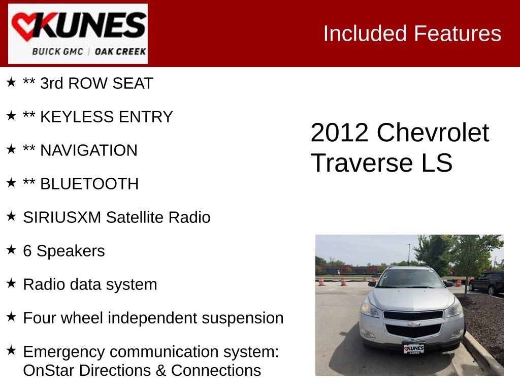 Used 2012 Chevrolet Traverse LS SUV