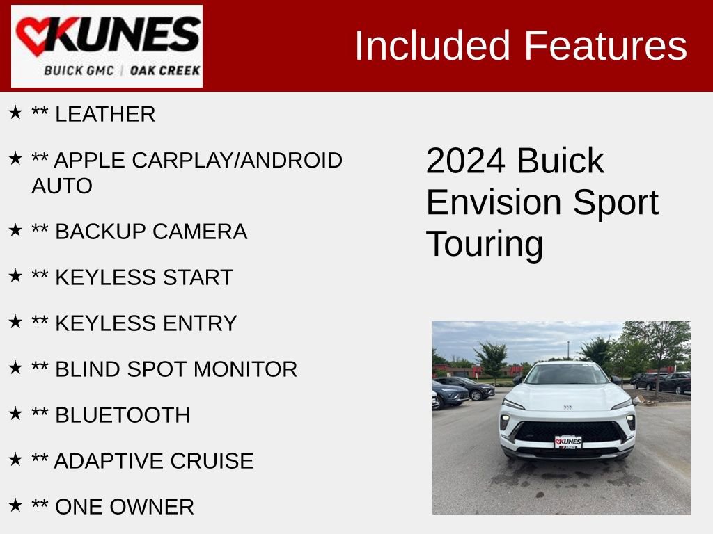 Used 2024 Buick Envision Sport Touring with VIN LRBFZPE46RD044965 for sale in Oak Creek, WI