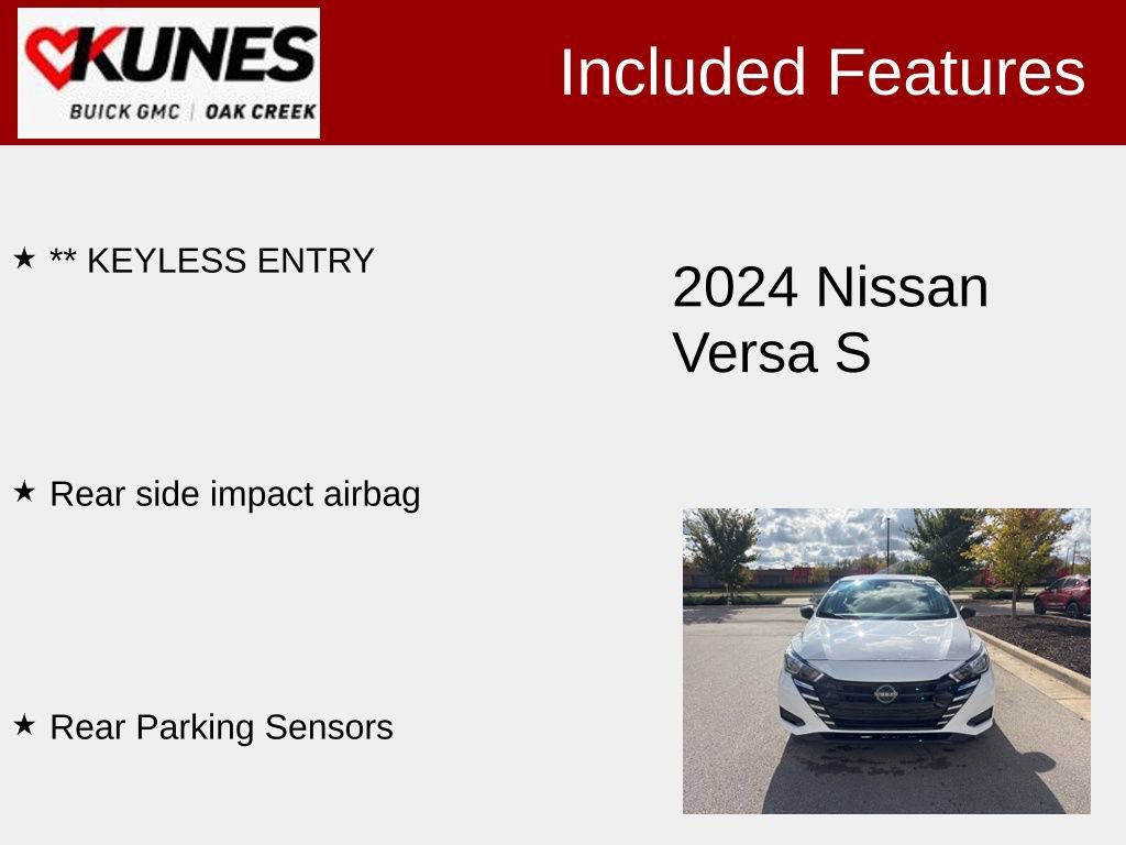 Used 2024 Nissan Versa Sedan S with VIN 3N1CN8DV0RL913931 for sale in Oak Creek, WI