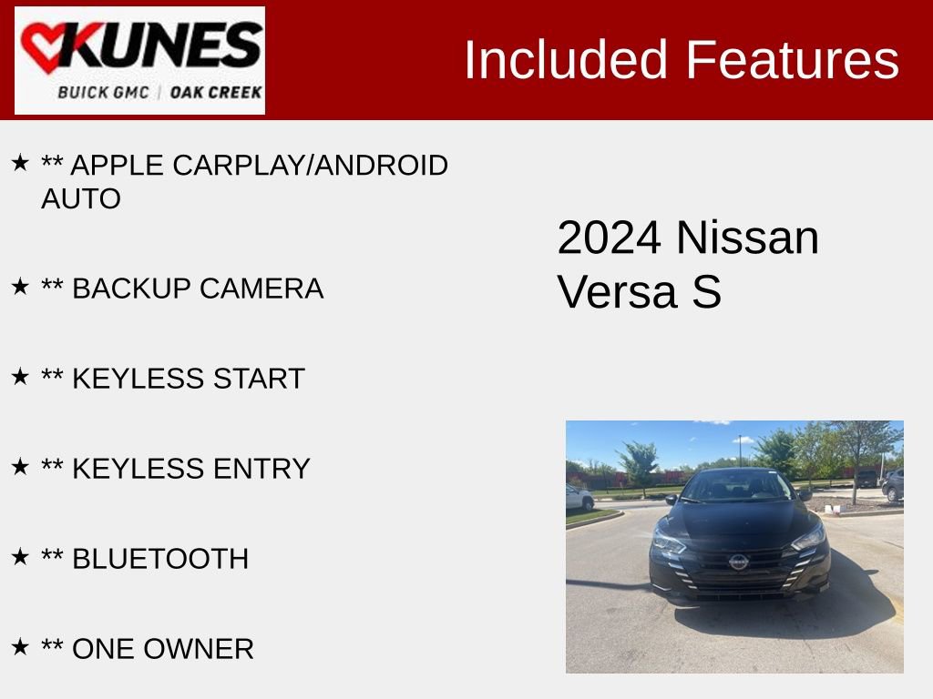 Used 2024 Nissan Versa Sedan S with VIN 3N1CN8DV8RL889023 for sale in Oak Creek, WI