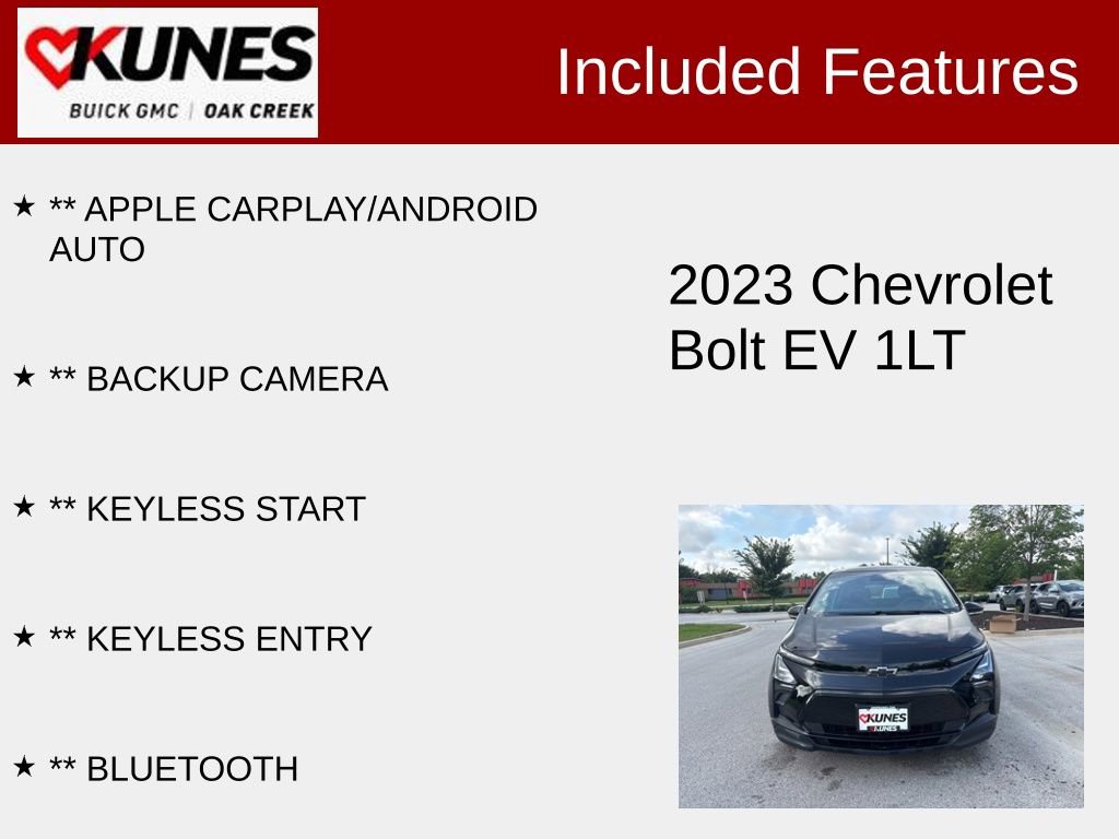 Used 2023 Chevrolet Bolt EV LT with VIN 1G1FW6S03P4194558 for sale in Oak Creek, WI
