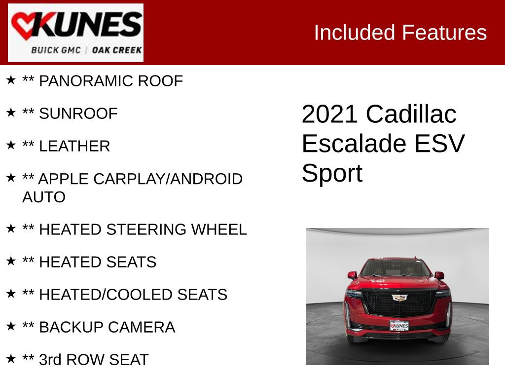Used 2021 CADILLAC Escalade ESV Sport 4x4 SUV