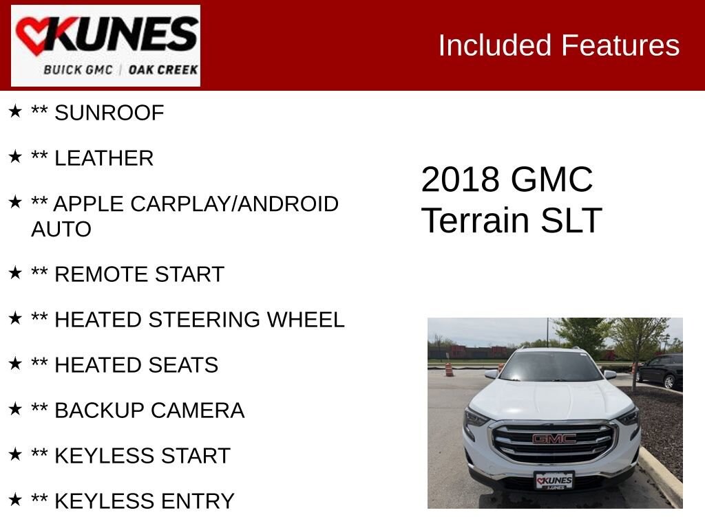 Used 2018 GMC Terrain SLT with VIN 3GKALWEU1JL260832 for sale in Oak Creek, WI