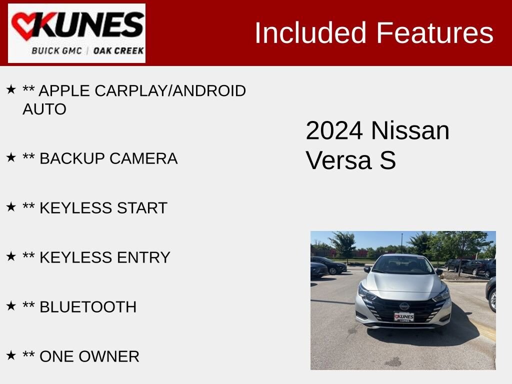Used 2024 Nissan Versa Sedan S with VIN 3N1CN8DV1RL830038 for sale in Oak Creek, WI