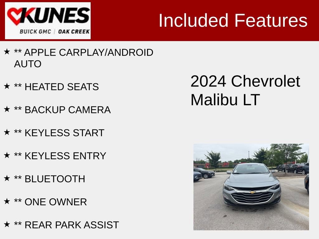 Used 2024 Chevrolet Malibu 1LT with VIN 1G1ZD5ST4RF128647 for sale in Oak Creek, WI