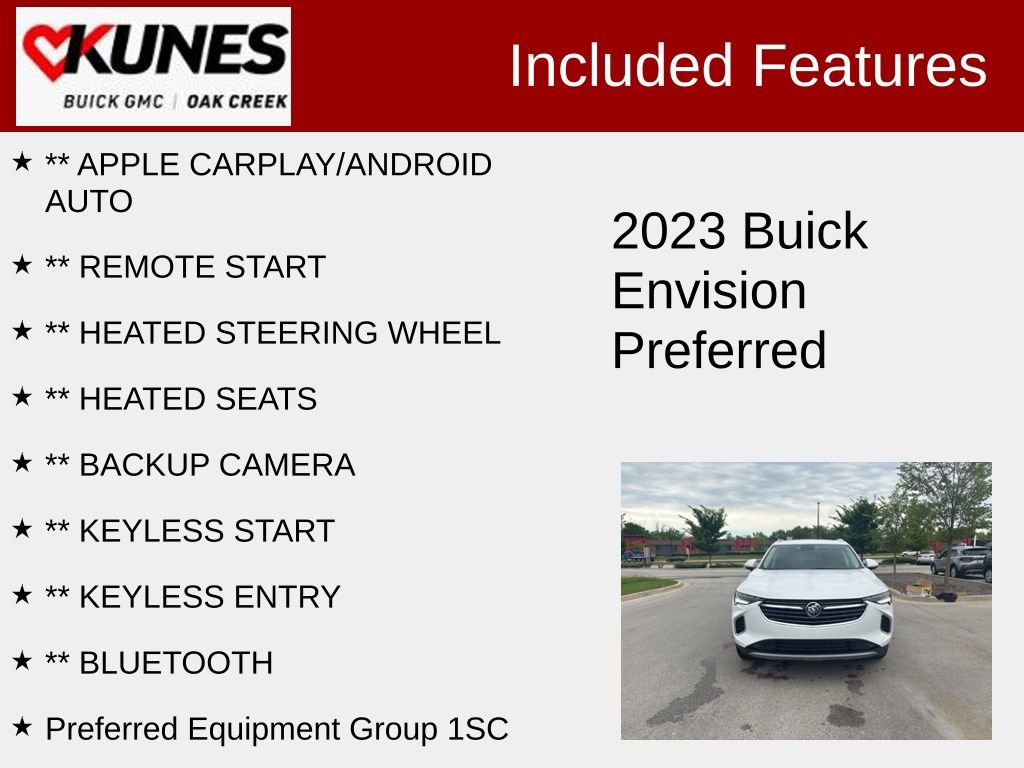 Used 2023 Buick Envision Preferred with VIN LRBAZLR47PD041728 for sale in Oak Creek, WI