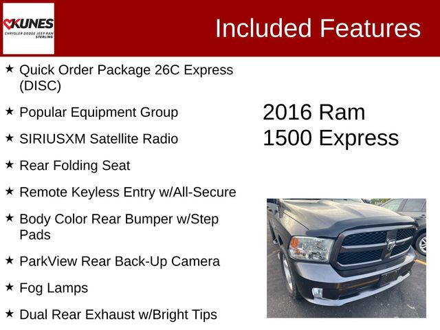 Used 2016 RAM Ram 1500 Pickup Express with VIN 1C6RR7KT5GS113588 for sale in Mount Carroll, IL