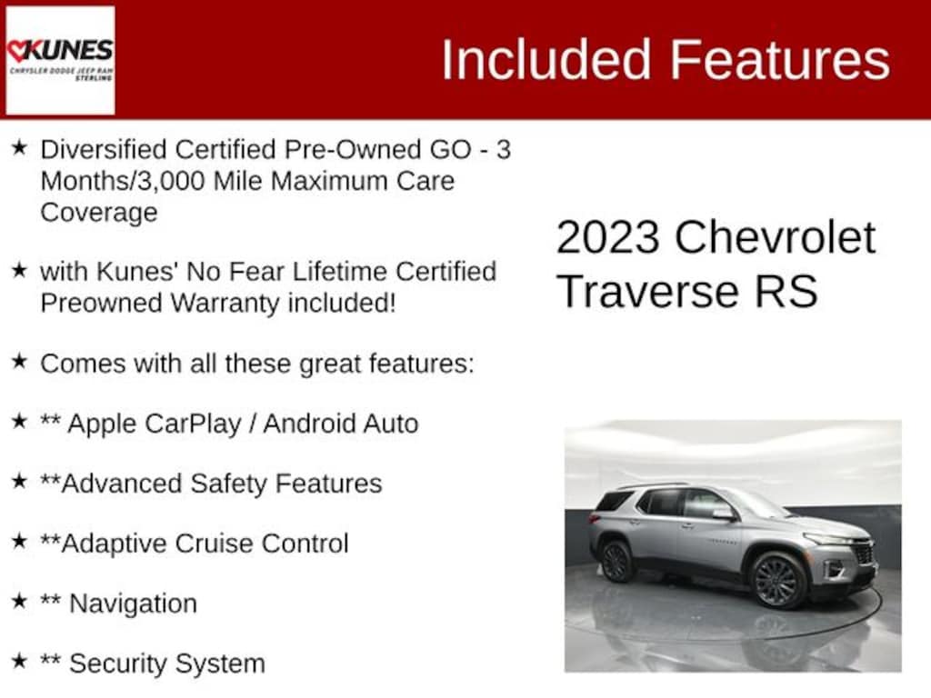 Certified 2023 Chevrolet Traverse RS SUV