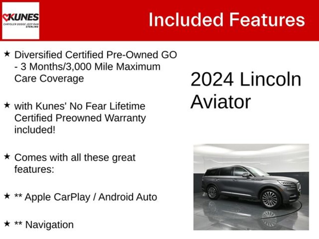 Certified 2024 Lincoln Aviator Reserve SUV