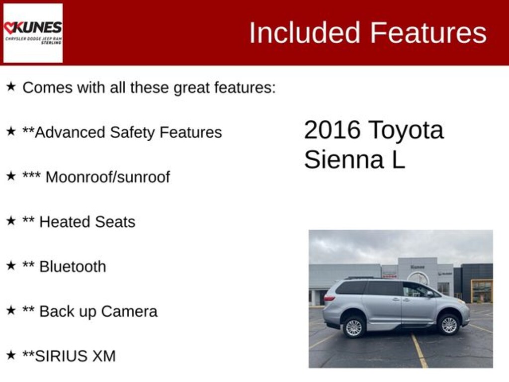 Used 2016 Toyota Sienna L Mobility Minivan/Van