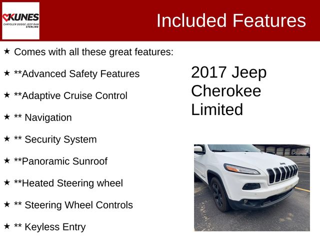 Used 2017 Jeep Cherokee High Altitude with VIN 1C4PJMDB8HW509941 for sale in Sterling, IL