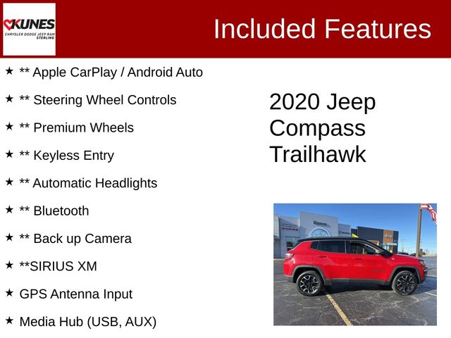 Used 2020 Jeep Compass Trailhawk with VIN 3C4NJDDB5LT184283 for sale in Sterling, IL