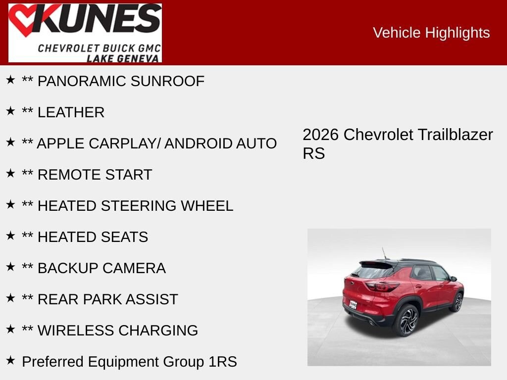 New 2026 Chevrolet Trailblazer RS SUV