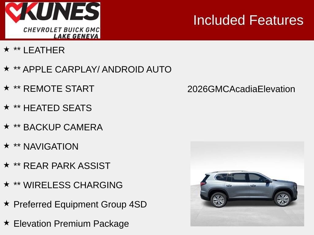 New 2026 GMC Acadia Elevation SUV