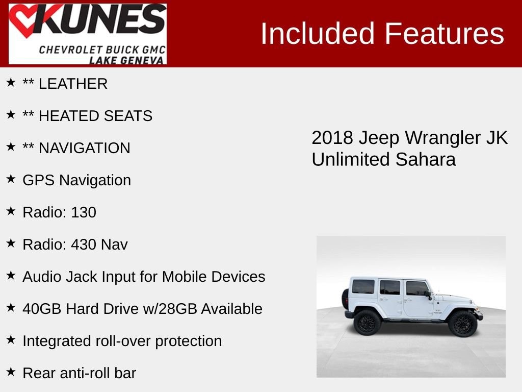 Used 2018 Jeep Wrangler JK Unlimited Sahara