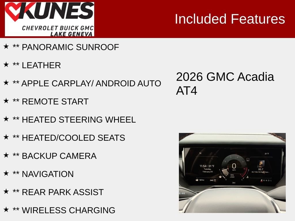 New 2026 GMC Acadia AT4 SUV
