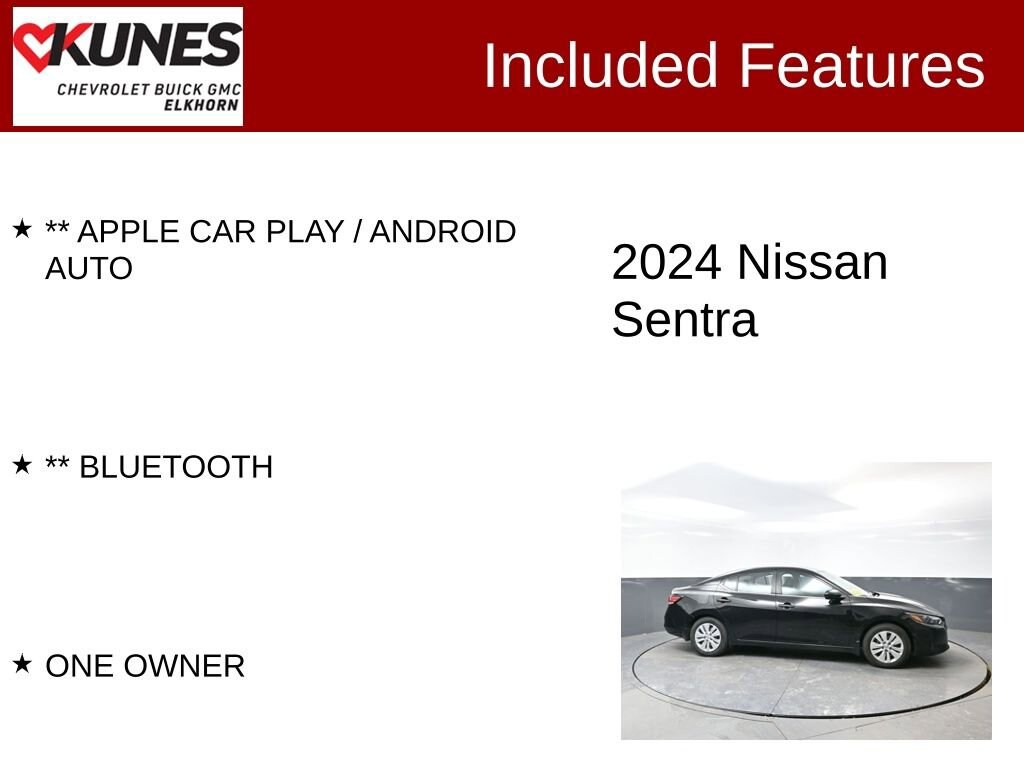 Used 2024 Nissan Sentra S with VIN 3N1AB8BV4RY210368 for sale in Elkhorn, WI