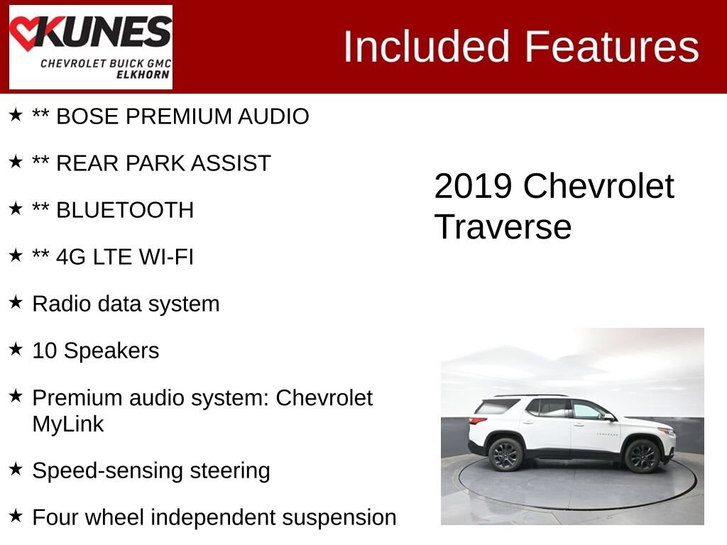 Used 2019 Chevrolet Traverse RS SUV