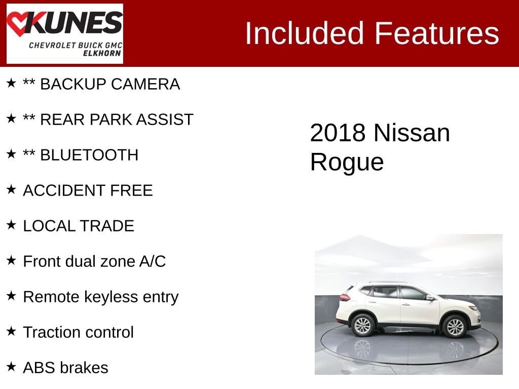 Used 2018 Nissan Rogue S with VIN 5N1AT2MV0JC747431 for sale in Elkhorn, WI