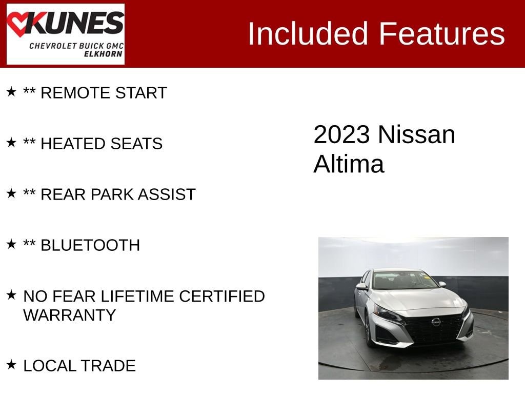 Used 2023 Nissan Altima SV with VIN 1N4BL4DV5PN351423 for sale in Elk Horn, WI
