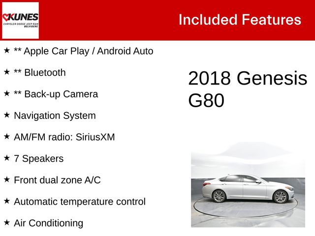 Used 2018 GENESIS G80 Base with VIN KMHGN4JE2JU230517 for sale in Belvidere, IL