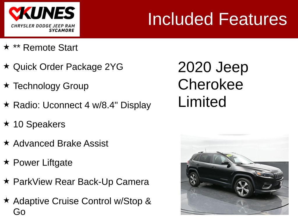 Used 2020 Jeep Cherokee Limited with VIN 1C4PJLDN0LD598039 for sale in Beloit, WI