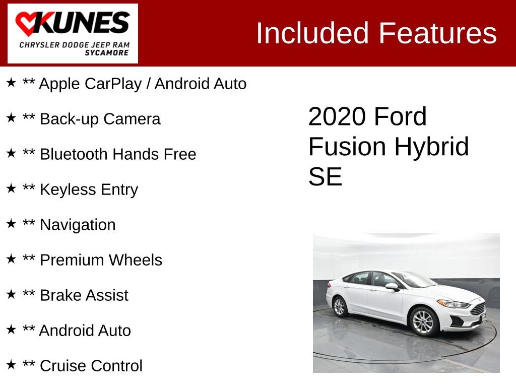 Used 2020 Ford Fusion Hybrid SE Sedan